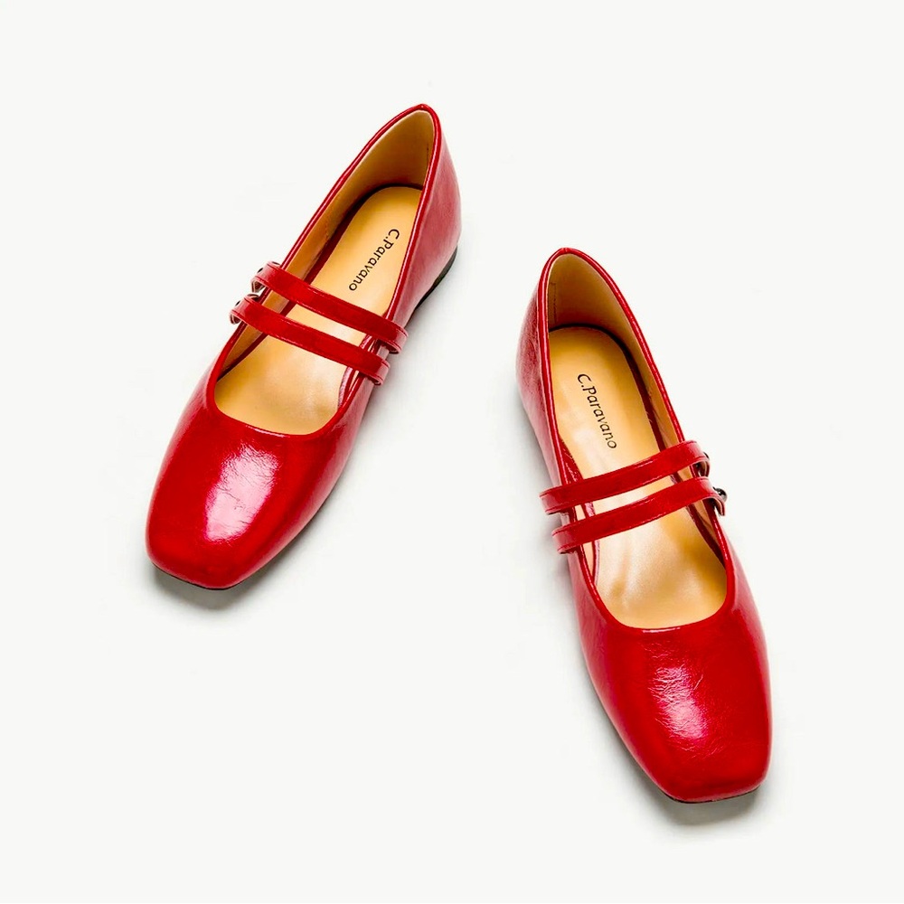 C.Paravano red lamb skin Mary Jane’s 7.5